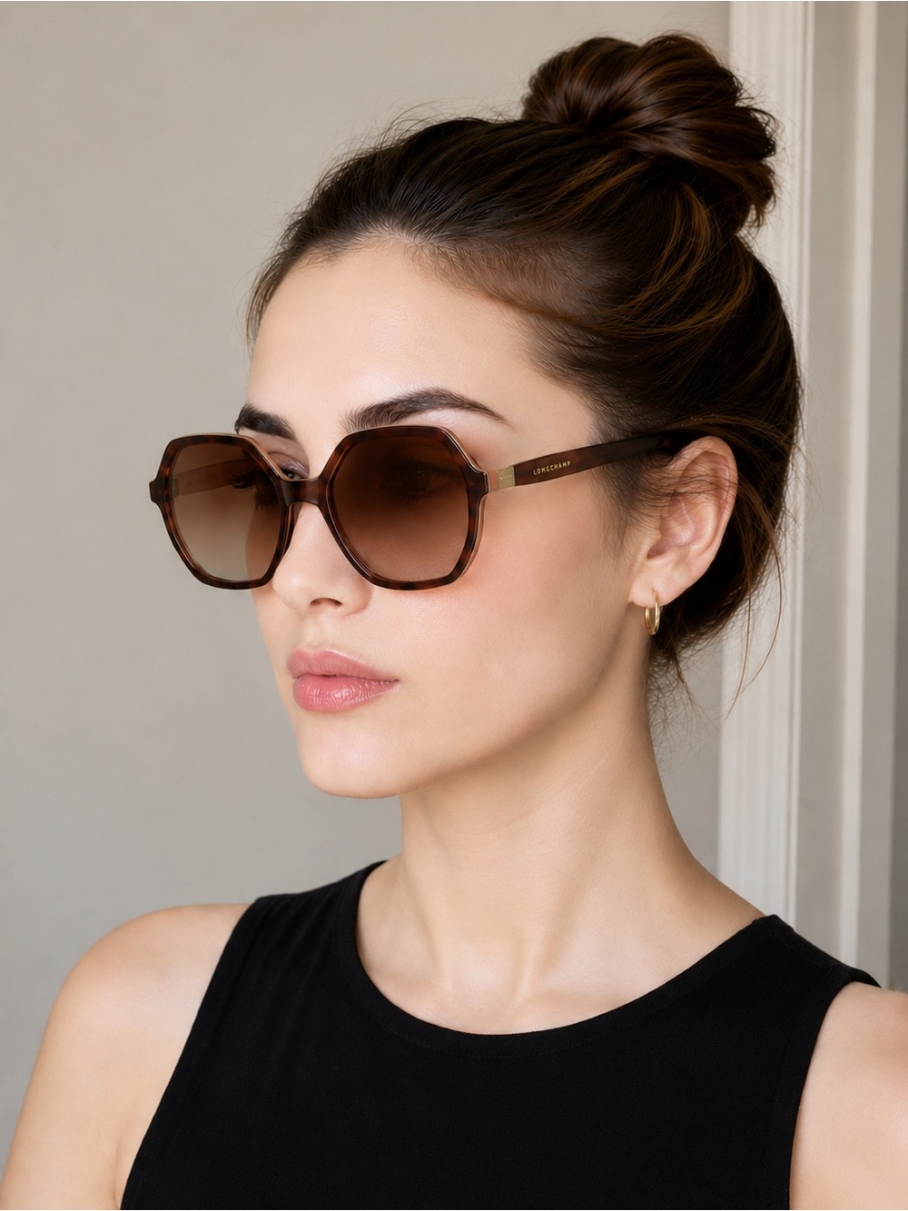 Longchamp LO707S 208 (Havana/Rose) Geometric/Hexagonal Sunglasses 58-15-140 NWOT